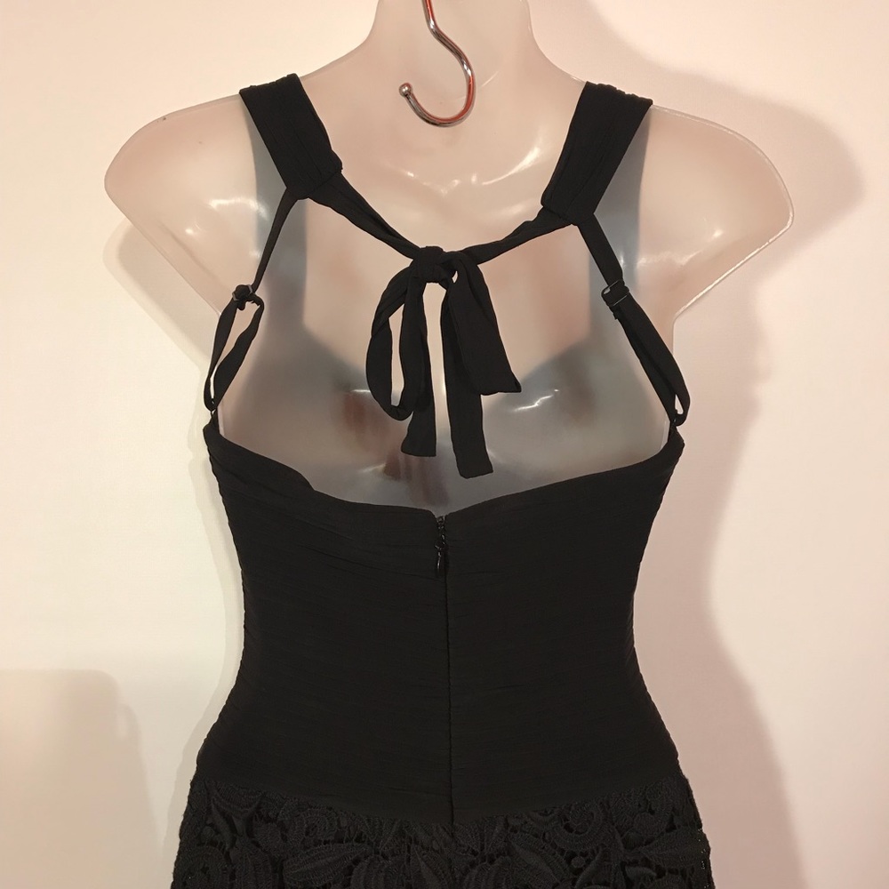BCBGMAXAZRIA Black Crochet Halter Cocktail Dress - Picture 4 of 8